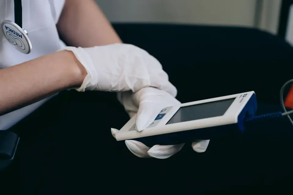 A veterinarian gently examining an older dog&#x27;s hip during a wellness exam