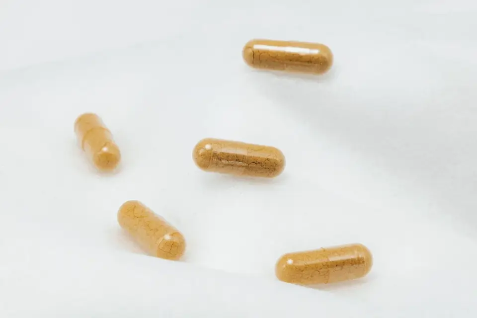 Close-up of a dog supplement bottle&#x27;s ingredient panel listing milligram doses
